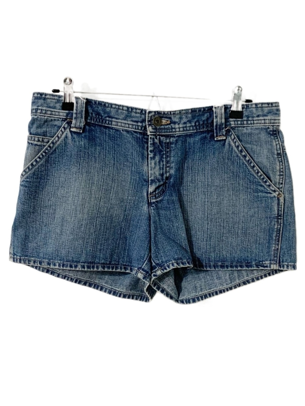 Vintage Old Navy Medium Wash Denim Jean Shorts Flap Back Pockets Button Closure